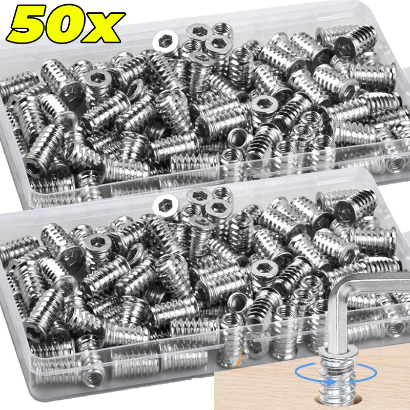 Furniture Hardware Threaded Inserts - Inserti filettati 10/50x, Dadi per legno