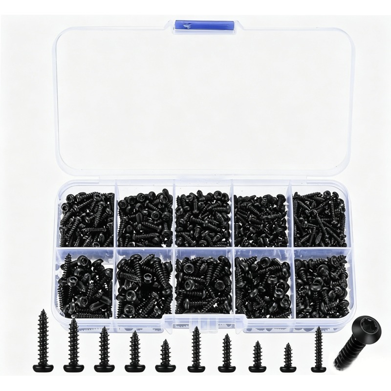 Furniture Hardware Fasteners - 600 Pezzi Viti Autofilettanti Nere Torx