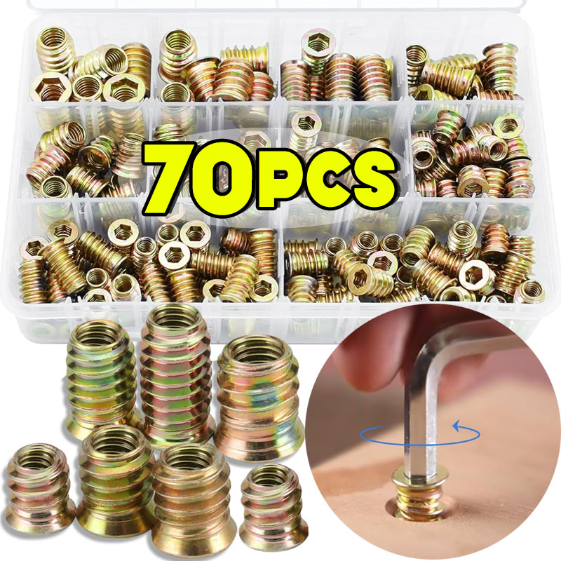 Furniture Hardware Threaded Inserts - Kit di 70 Inserti Filettati E-nut,