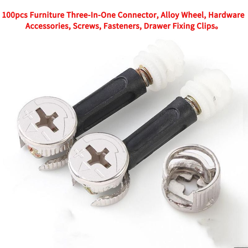 Furniture Hardware Fasteners - Connettore tre-in-uno per mobili, 100 pezzi,